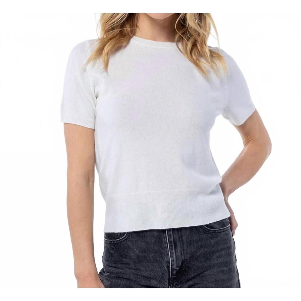 NEW PURA CASHMERE short sleeve cashmere crew sweater in ivory